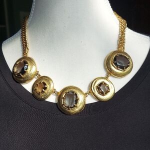 Elegant Gold and Black Statement Necklace
